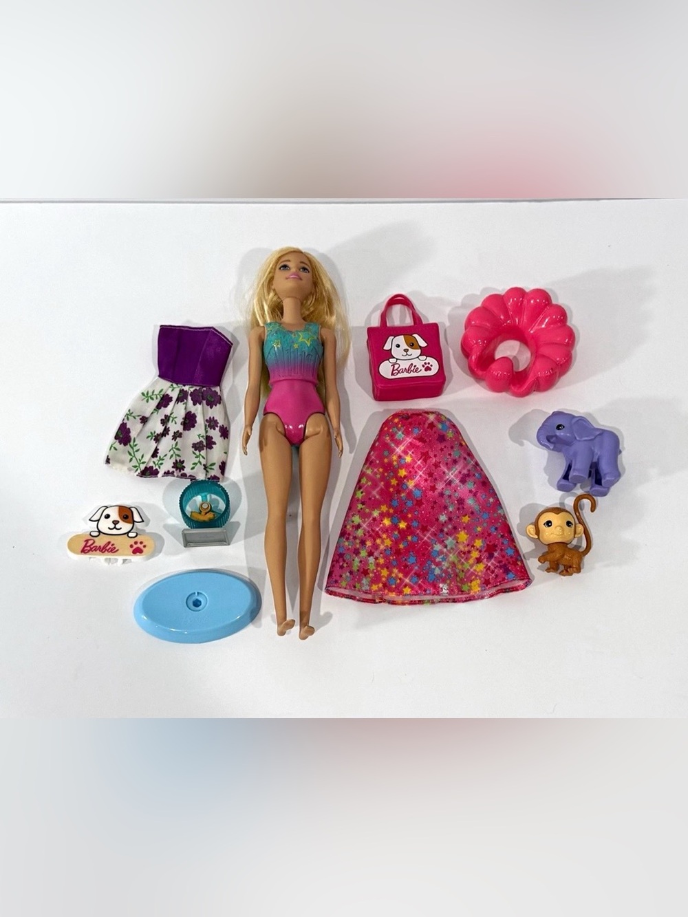 Barbie Blonde Straight Hair Blue Eyes 11in Fashion Doll Lot Outfit+Accessories
